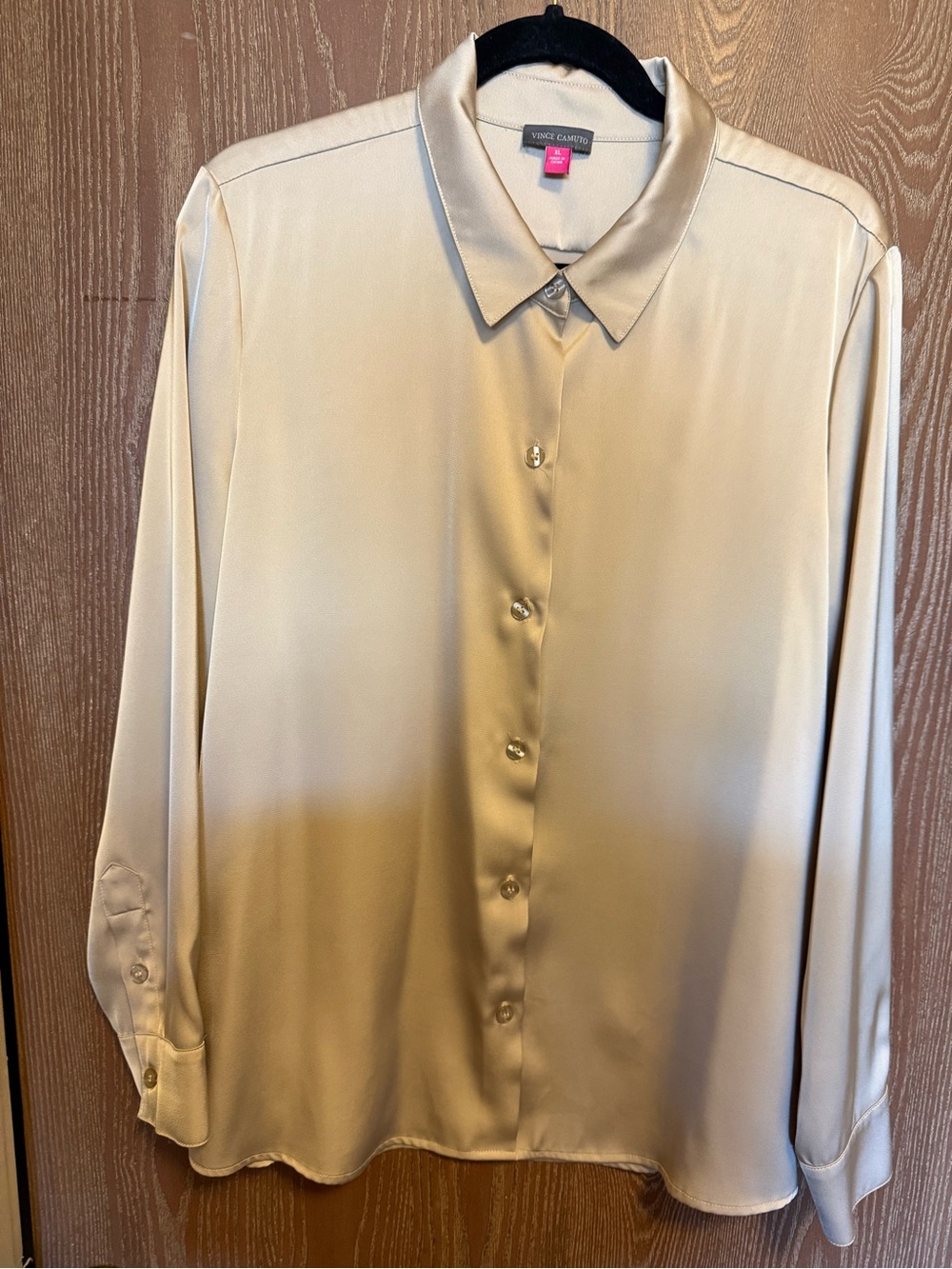 Vince Camuto Champagne Satin Button-Front Blouse